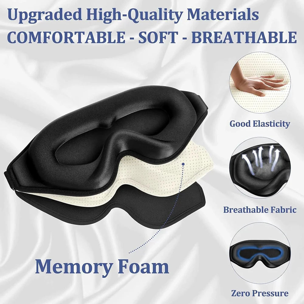 3D Eye Mask, Comfortable & Breathable Sleep Mask with Nose Pad, Adjustable Size Eye Cover for Sleeping, Travel & Nap, Blackout
