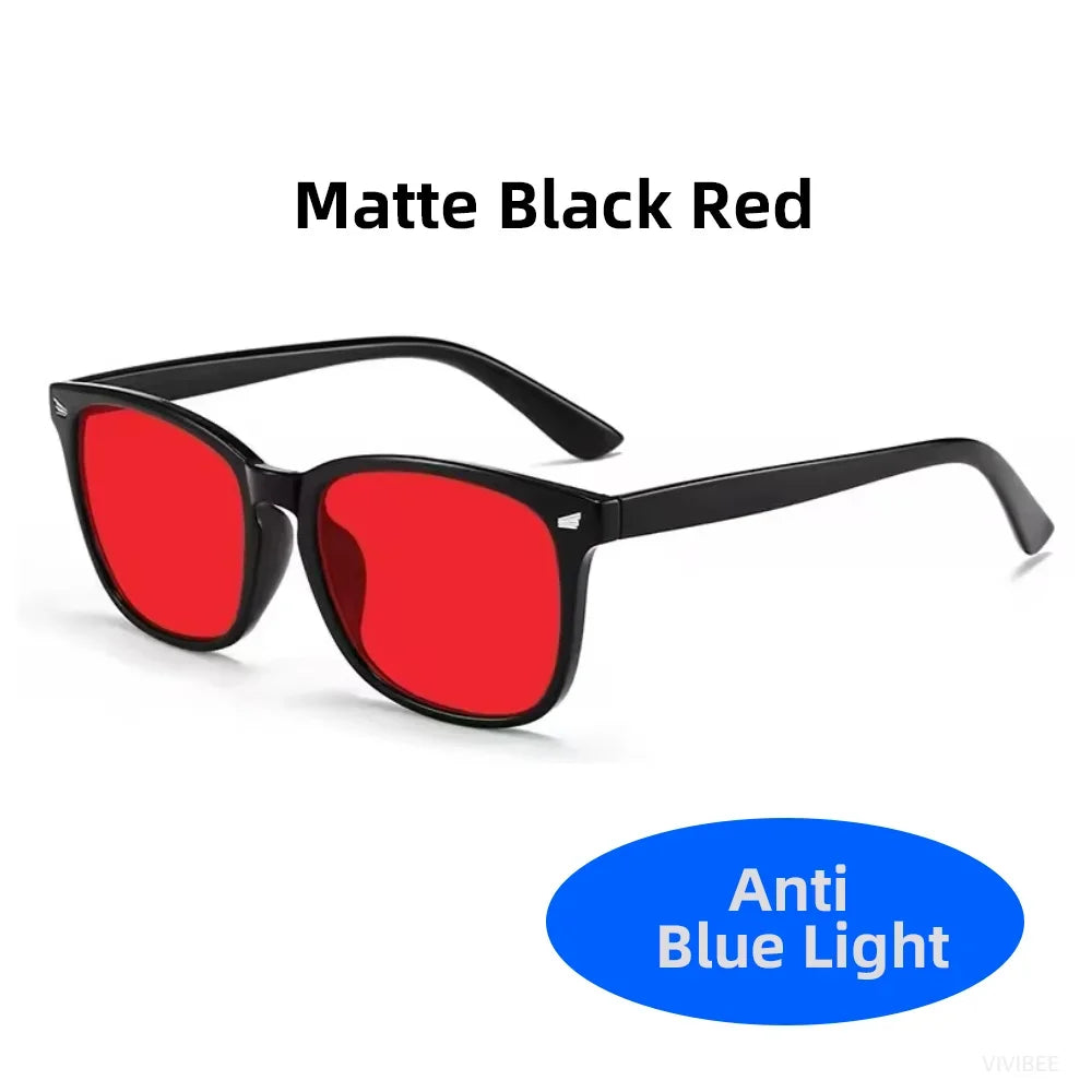Classic Red Lens Blue Light Blocking Glasses Square Men Better Sleep anti Bluelight Filter Orange Women UV400 Eyeglasses