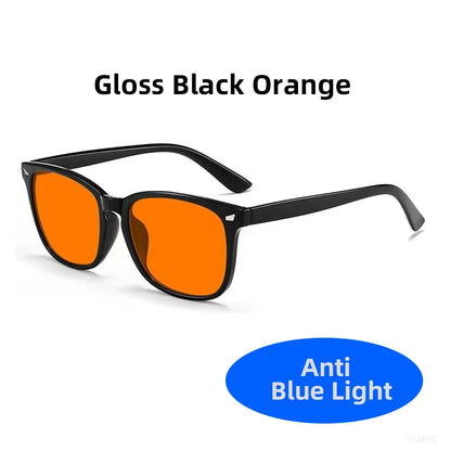 Classic Red Lens Blue Light Blocking Glasses Square Men Better Sleep anti Bluelight Filter Orange Women UV400 Eyeglasses