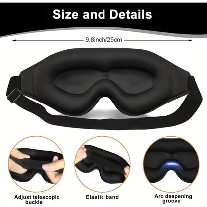 3D Eye Mask, Comfortable & Breathable Sleep Mask with Nose Pad, Adjustable Size Eye Cover for Sleeping, Travel & Nap, Blackout