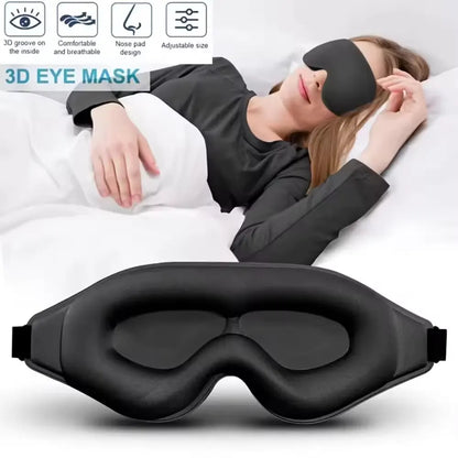 3D Eye Mask, Comfortable & Breathable Sleep Mask with Nose Pad, Adjustable Size Eye Cover for Sleeping, Travel & Nap, Blackout